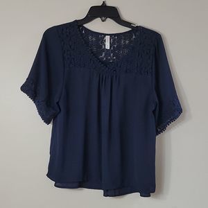 Xhilaration Navy Blue Boho Swing Top M